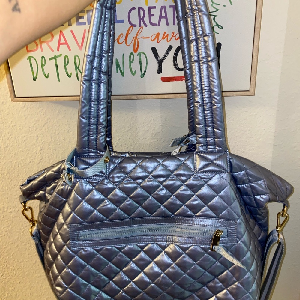 Oliver Thomas Blue Quilted Shoulder Bag with Chain Straps